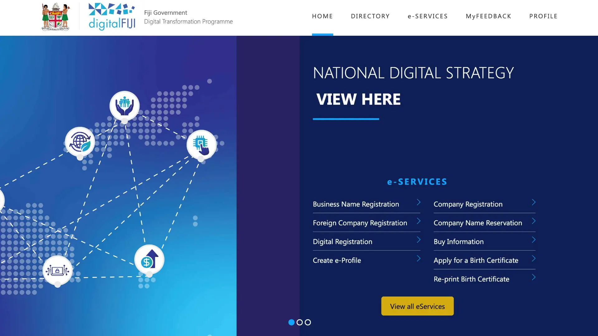 User interface of Fiji's myFIJI digital government services portal