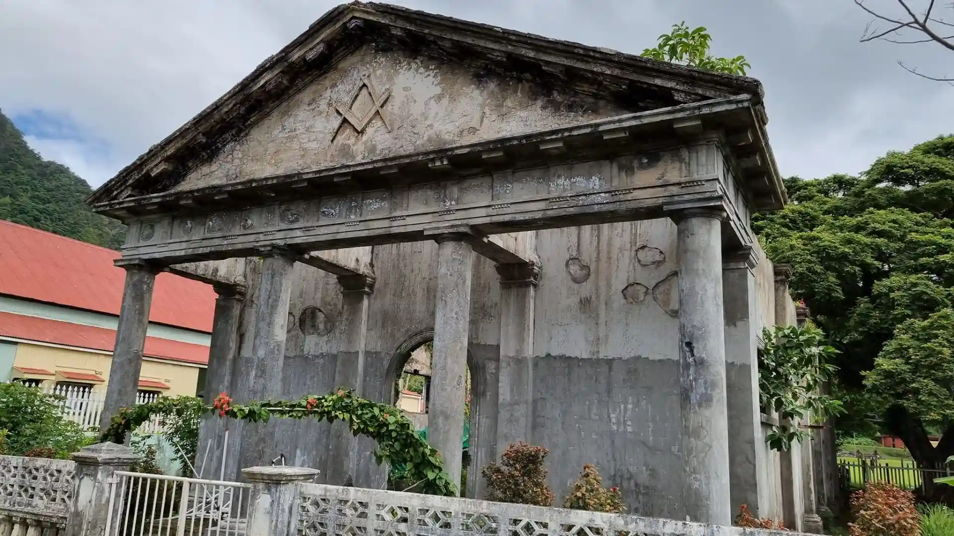 Remains of the historic Masonic Hall in Levuka Old Town, Fiji's UNESCO World Heritage Site
