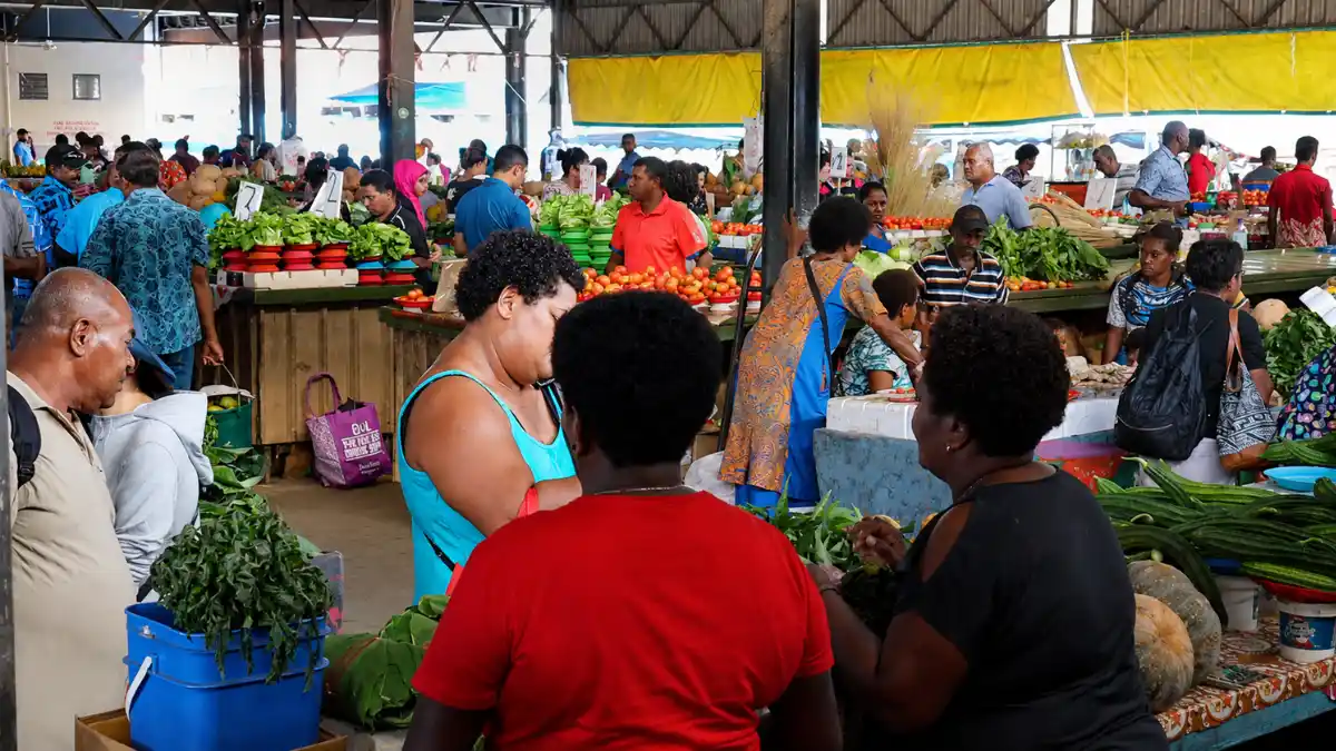 Indo-Fijian market culture in Fiji with local food, spices, produce, and everyday community life.