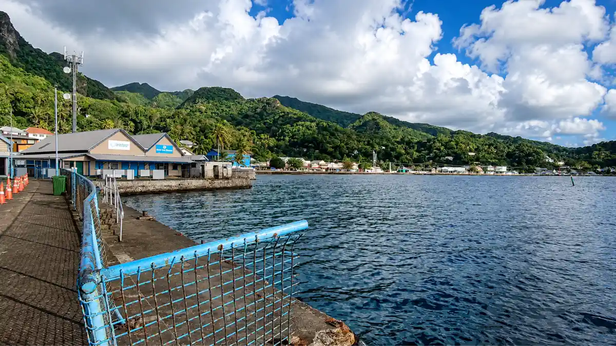 Levuka coastline in Fiji, connected to the arrival of the Leonidas and the beginning of Girmit history.