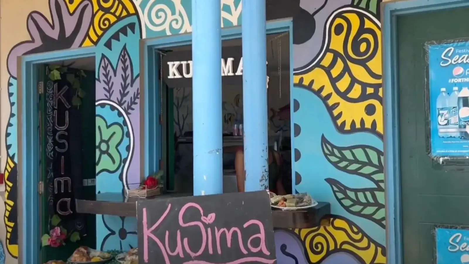 Kusima Restaurant waterfront dining area on Lautoka Wharf with plastic tables port views and local seafood