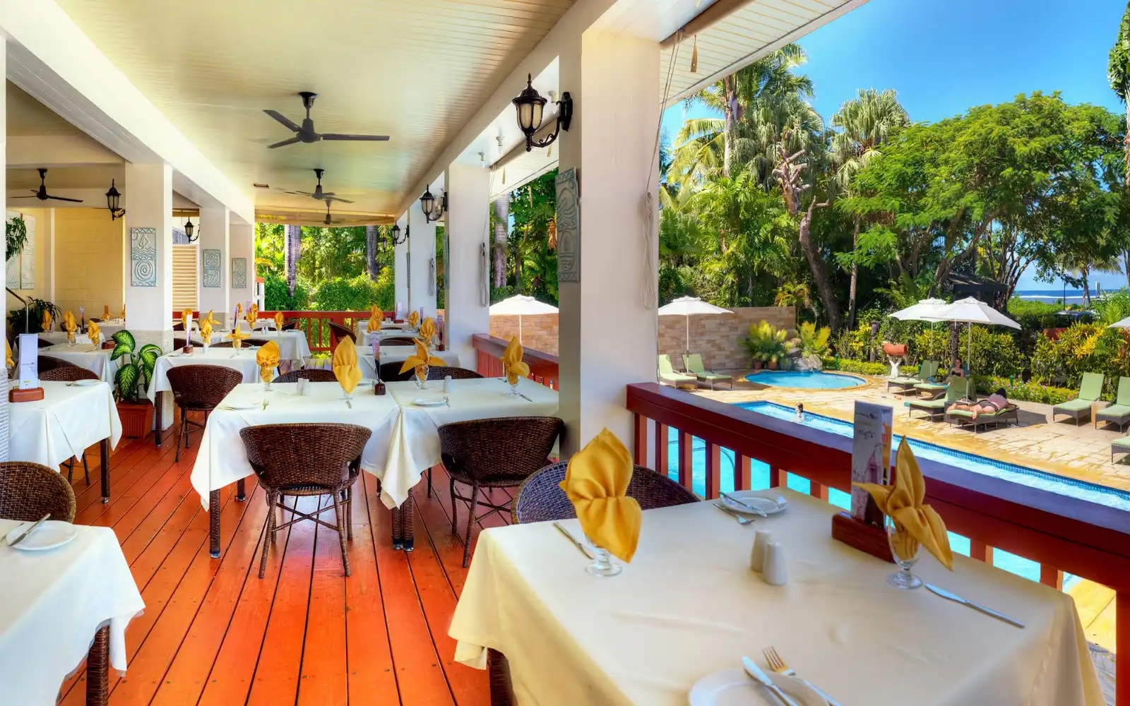Ocean Terrace Restaurant with beach view and dining setup