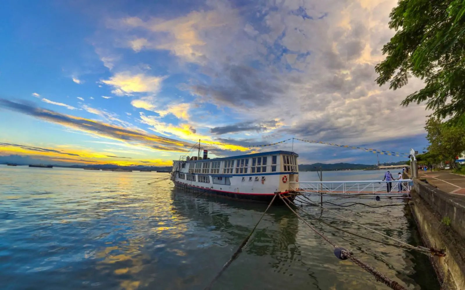 Tiko's Floating Restaurant on Suva Harbor, showing its unique boat setting and panoramic views.