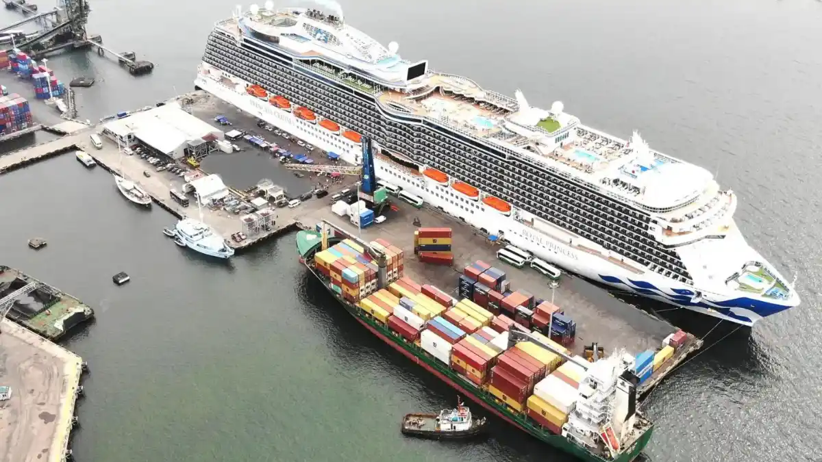 Passenger vessel at Lautoka waterfront in Fiji before an inter-island departure