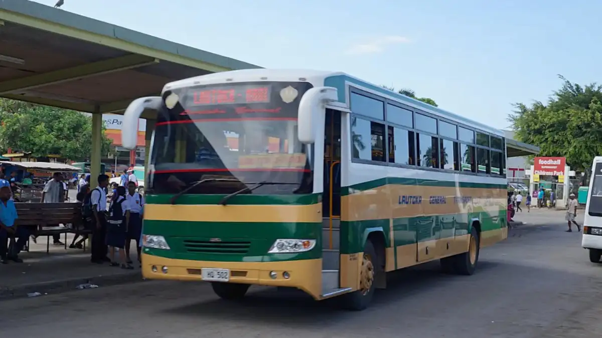 Buses lined up at Lautoka Bus Terminal in central Lautoka, Fiji
