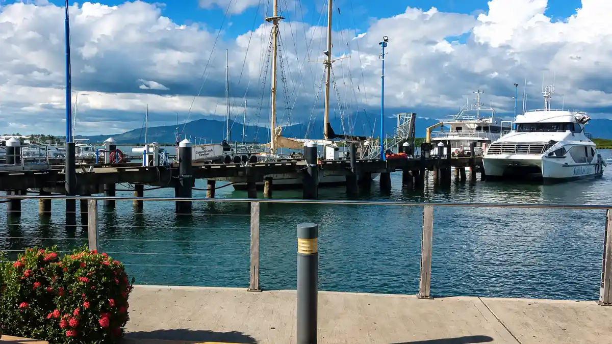 Passenger ferries docked at Port Denarau Marina near Nadi, Fiji