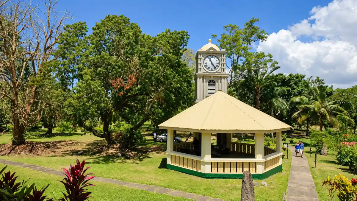 Shaded path through Thurston Gardens beside the Fiji Museum in central Suva, Fiji