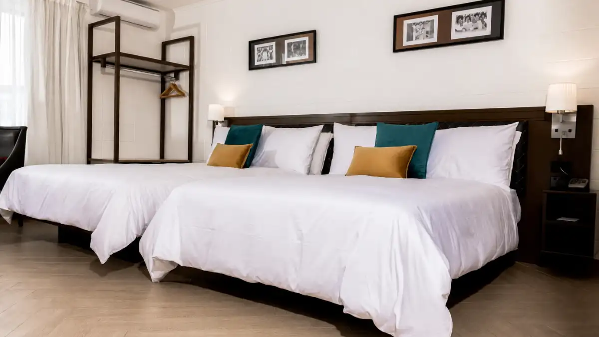 Guest room interior at Capricorn Hotel Suva in Fiji.
