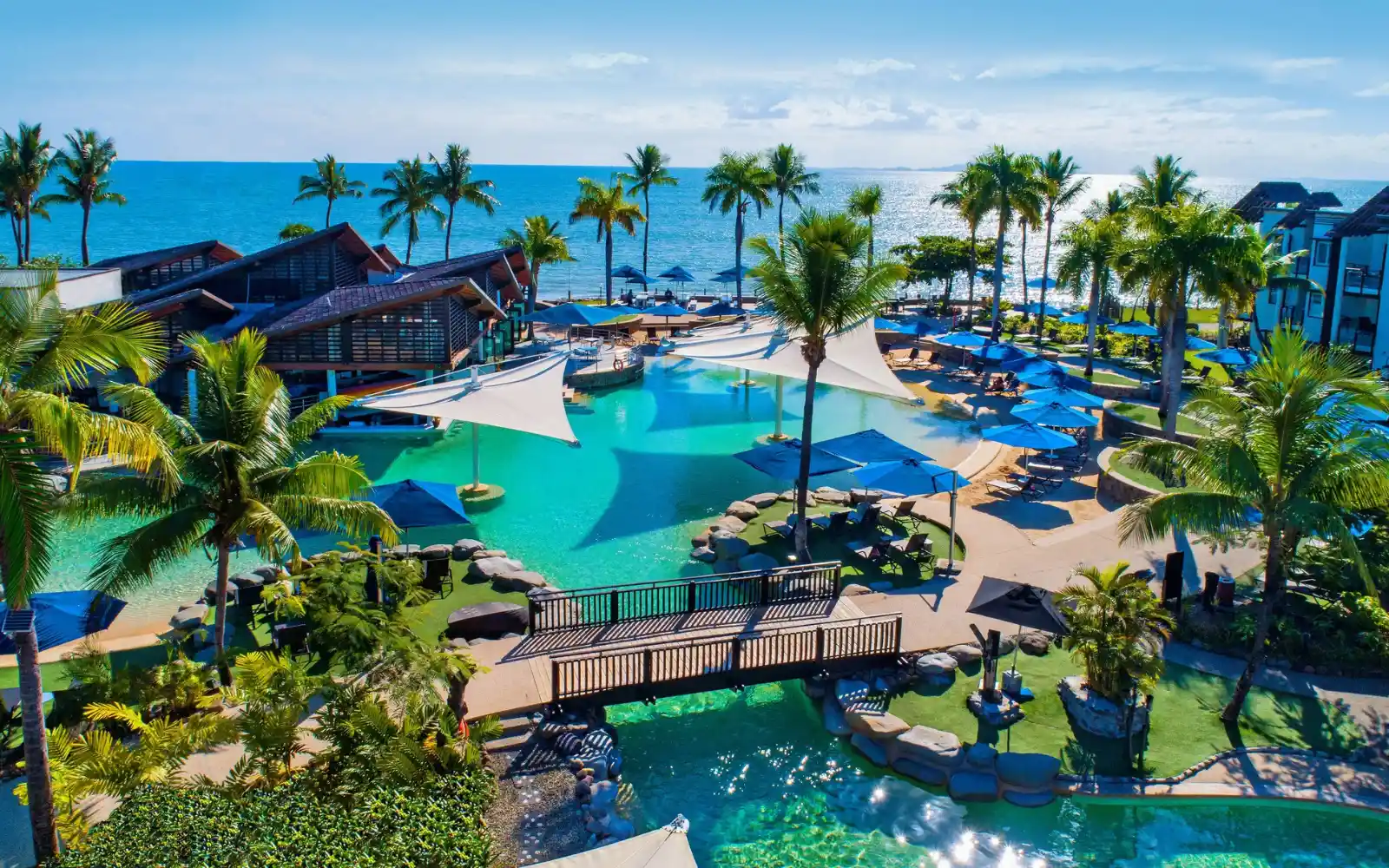 Lagoon pools and tropical gardens at Radisson Blu Resort Fiji