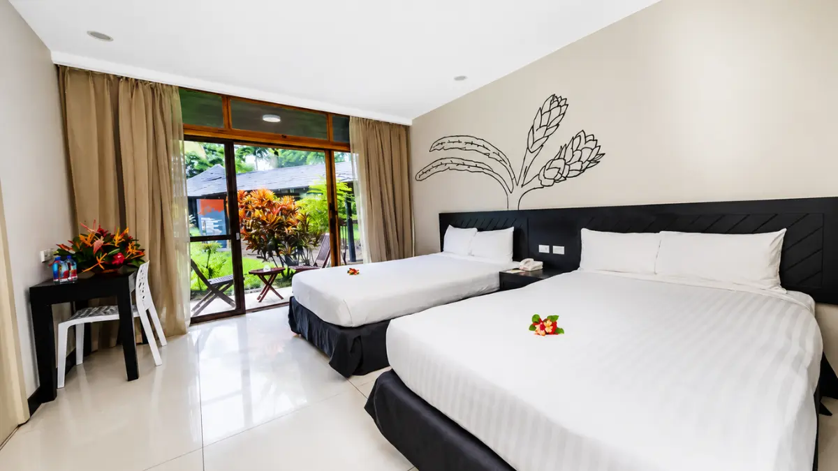 Guest room interior at Tanoa International Hotel in Nadi.