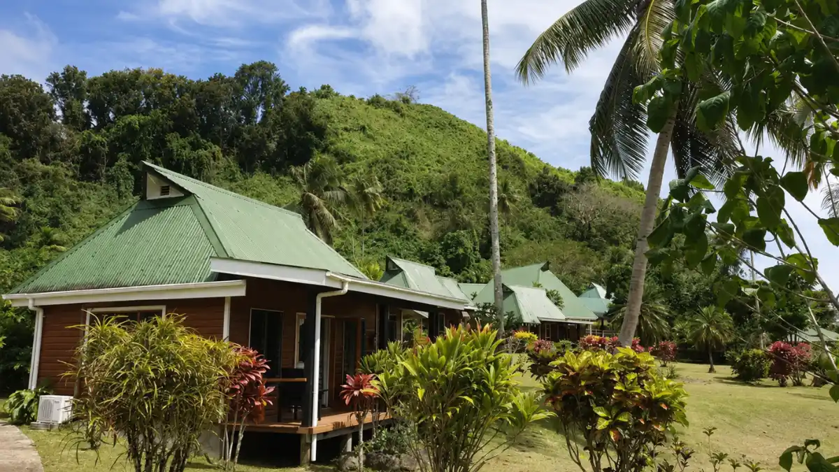 Daku Resort accommodation surrounded by tropical gardens in Savusavu, Fiji