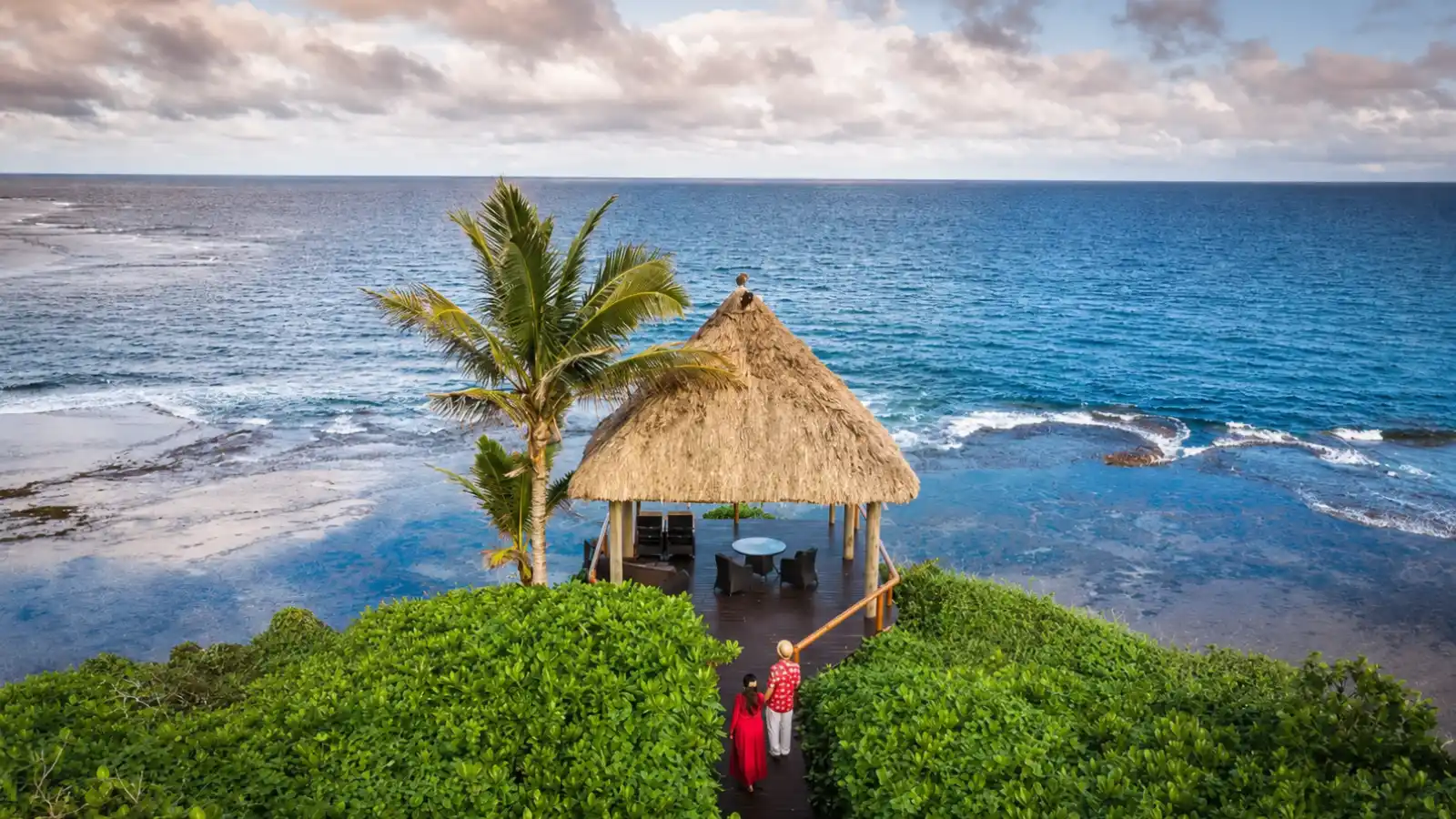 Oceanfront accommodation and tropical coastline at Namale Resort & Spa near Savusavu, Fiji