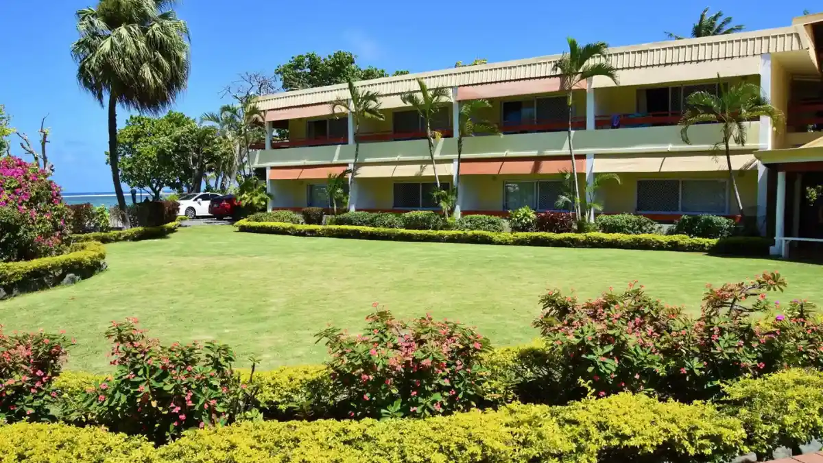 Illustrative lagoon-front hotel setting on Fiji's Coral Coast.