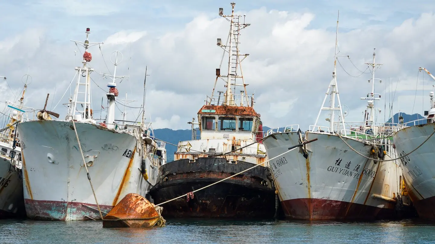 Historic shipwreck covered in marine life at Suva Harbor, Fiji's premier wreck diving destination